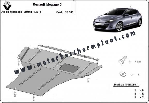 Motor en Versnellingsbak Beschermplaat voor Renault Megane 3