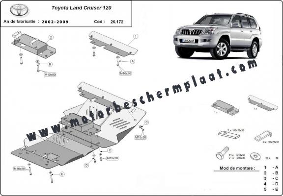 Motor en Radiator Beschermplaat voor Toyota Land Cruiser J120