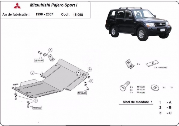 Motor en Radiator Beschermplaat voor Mitsubishi Pajero Sport 1