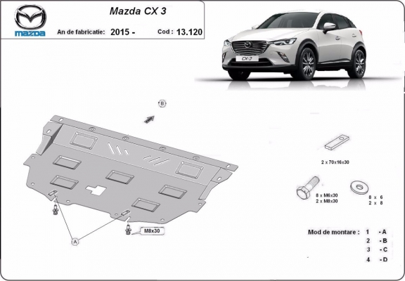 Motor en Versnellingsbak Beschermplaat voor Mazda CX3