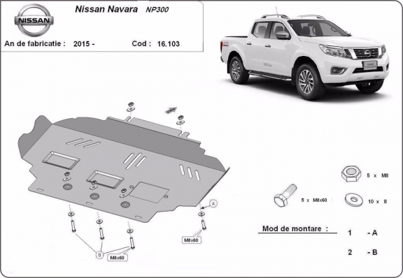 Motor Beschermplaat voor Nissan Navara NP300 - D23
