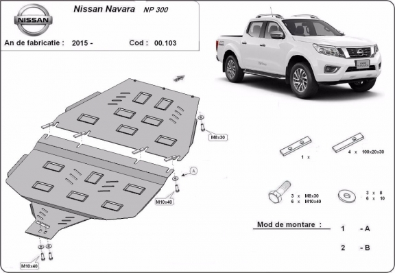 Versnellingsbak Beschermplaat voor Nissan Navara NP300 - D23
