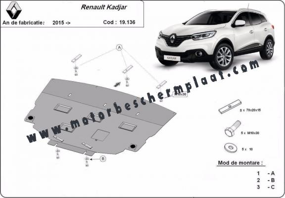 Motor, Versnellingsbak en Radiator Beschermplaat voor Renault Kadjar