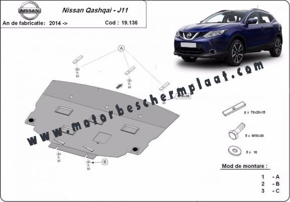 Motor, Versnellingsbak en Radiator Beschermplaat voor Nissan Qashqai J11