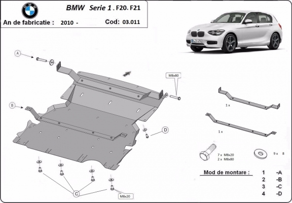 Motor en Radiator Beschermplaat voor BMW Seria 1