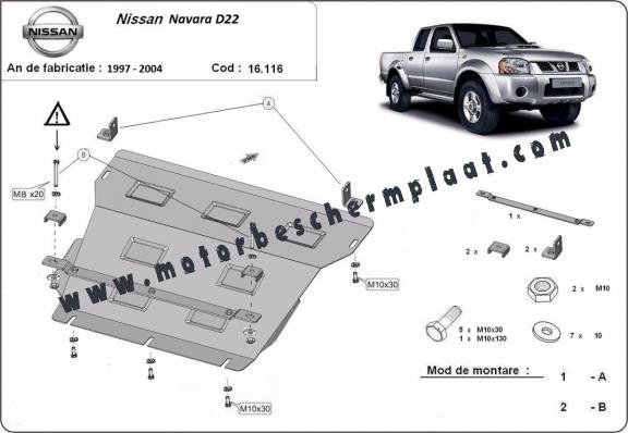 Motor en Radiator Beschermplaat voor Nissan Navara D22