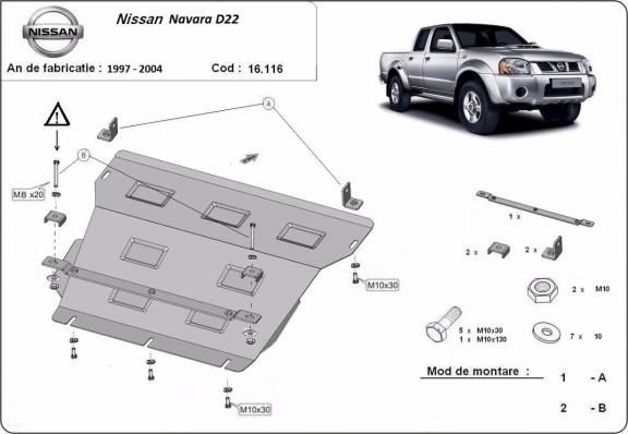 Motor en Radiator Beschermplaat voor Nissan Navara D22