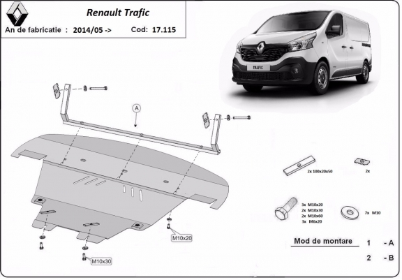 Motor, Versnellingsbak en Radiator Beschermplaat voor Renault Trafic 3