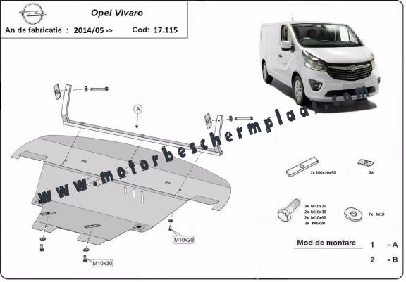 Motor, Versnellingsbak en Radiator Beschermplaat voor Opel Vivaro