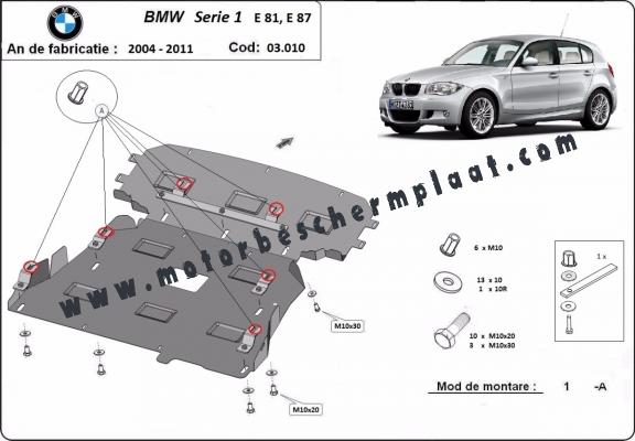 Motor, Versnellingsbak en Radiator Beschermplaat voor BMW Seria 1 E81;E87