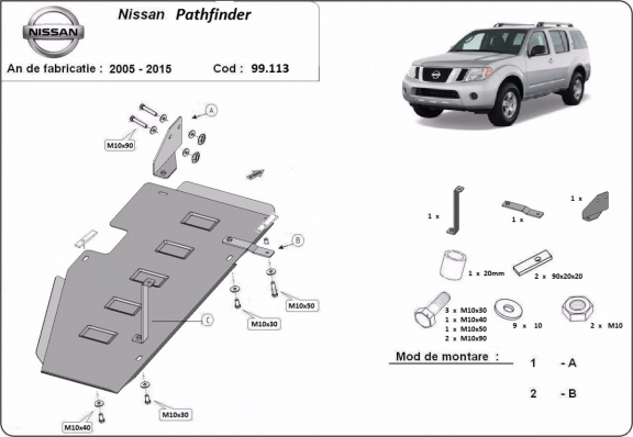 Brandstoftank Beschermplaat voor Nissan Pathfinder R51