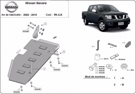 Brandstoftank Beschermplaat voor Nissan Navara D40