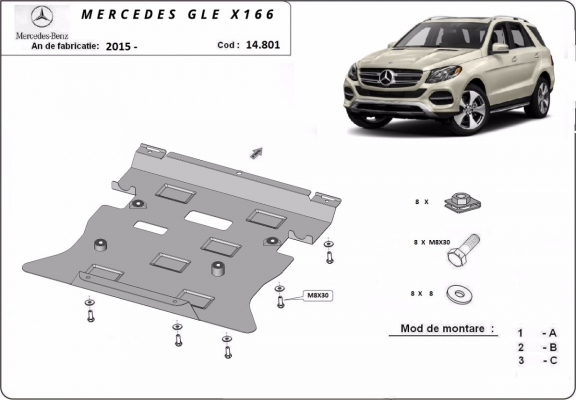 Motor en Versnellingsbak Beschermplaat voor Mercedes GLE X166