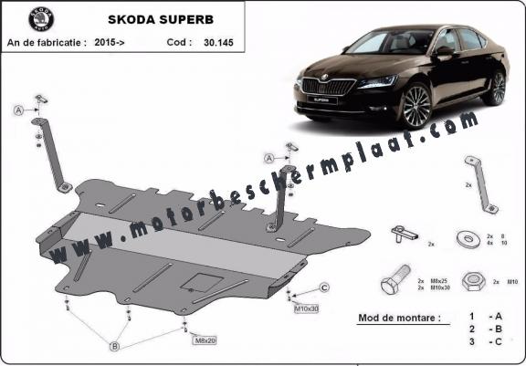 Motor, Versnellingsbak en Radiator Beschermplaat voor Skoda Superb - handmatige versnellingen