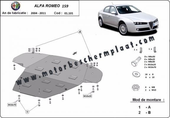 Motor, Versnellingsbak en Radiator Beschermplaat voor Alfa Romeo 159