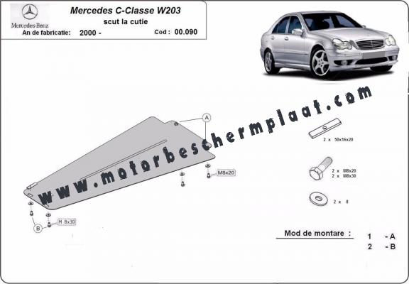 Versnellingsbak Beschermplaat voor Mercedes C-Clasee W203 - automatique