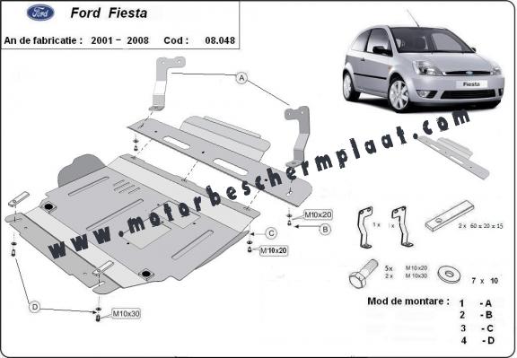 Motor, Versnellingsbak en Radiator Beschermplaat voor Ford Fiesta