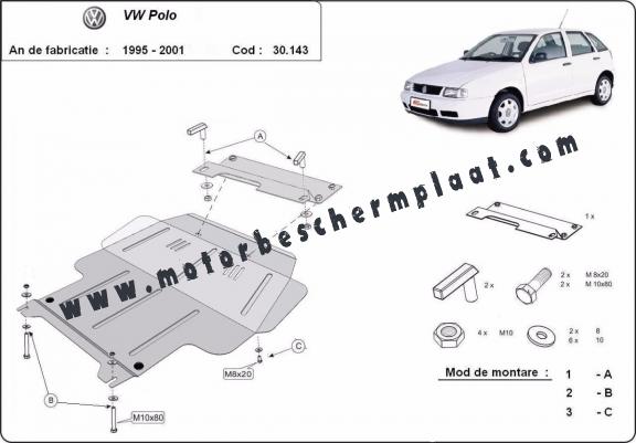 Motor, Versnellingsbak en Radiator Beschermplaat voor Volkswagen Polo - 6N, 6N1, 6K, Classic, Variant