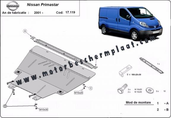 Motor, Versnellingsbak en Radiator Beschermplaat voor Nissan Primastar