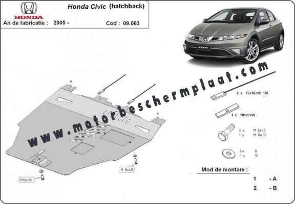 Motor, Versnellingsbak en Radiator Beschermplaat voor Honda Civic (hayon)