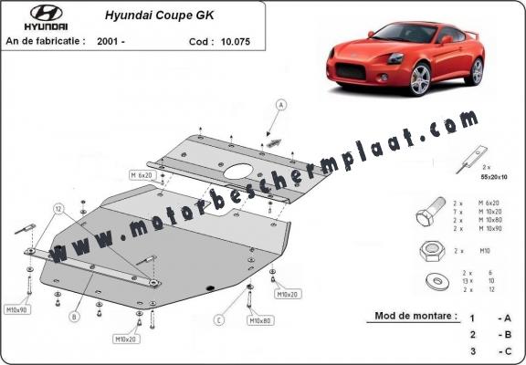 Motor, Versnellingsbak en Radiator Beschermplaat voor Hyundai Coupé Gk