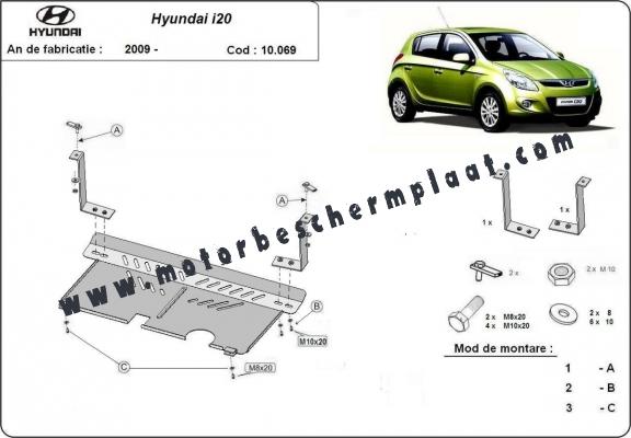 Motor, Versnellingsbak en Radiator Beschermplaat voor Hyundai i 20
