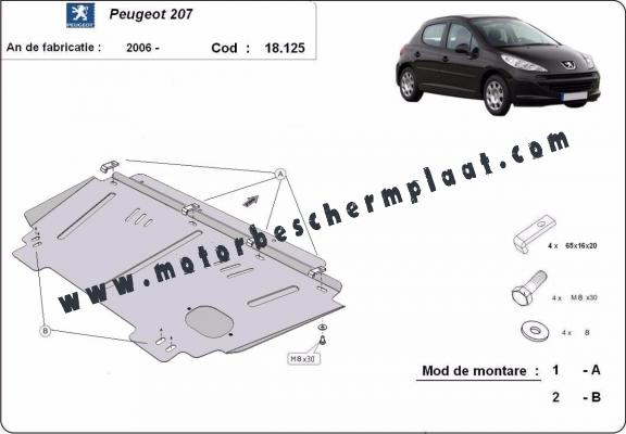 Motor, Versnellingsbak en Radiator Beschermplaat voor Peugeot 207