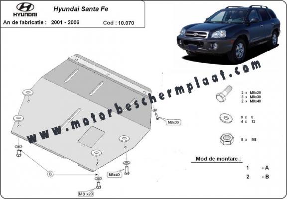 Motor, Versnellingsbak en Radiator Beschermplaat voor Hyundai Santa Fe