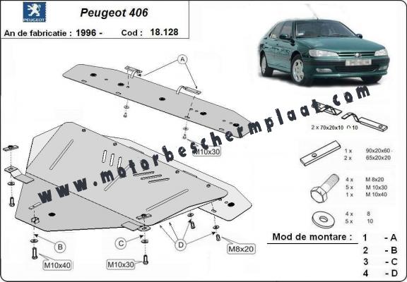 Motor, Versnellingsbak en Radiator Beschermplaat voor Peugeot 406