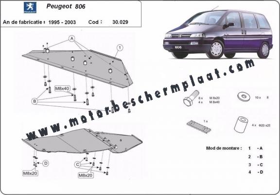 Motor en Versnellingsbak Beschermplaat voor Peugeot 806