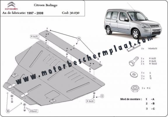 Motor, Versnellingsbak en Radiator Beschermplaat voor Citroen Berlingo