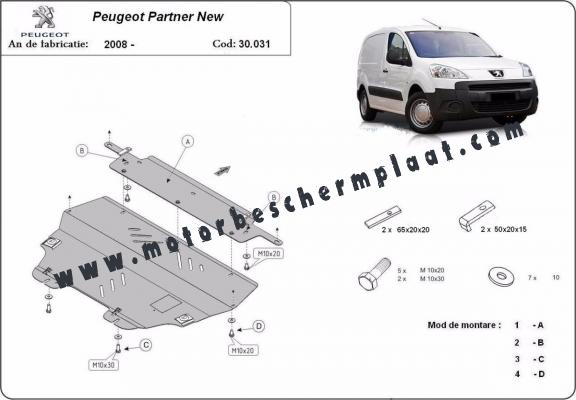 Motor en Versnellingsbak Beschermplaat voor Peugeot Partner