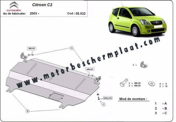 Motor, Versnellingsbak en Radiator Beschermplaat voor Citroen C2