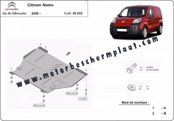 Motor en Versnellingsbak Beschermplaat voor Citroen Nemo