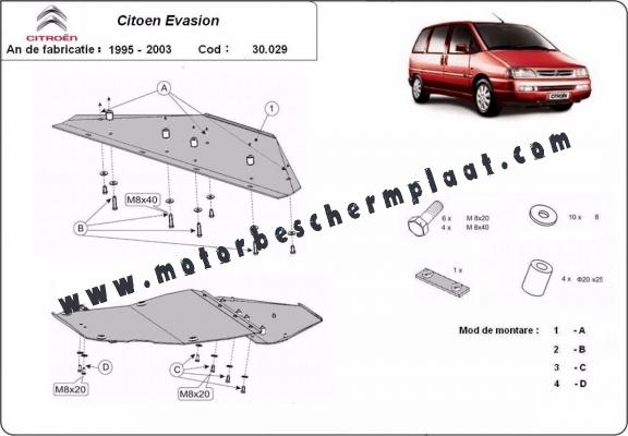 Motor, Versnellingsbak en Radiator Beschermplaat voor Citroen Evaeton