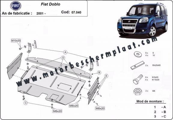 Motor, Versnellingsbak en Radiator Beschermplaat voor Fiat Doblo
