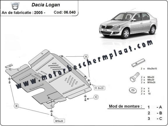Motor en Versnellingsbak Beschermplaat voor Dacia Logan 1