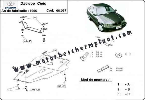 Motor, Versnellingsbak en Radiator Beschermplaat voor Daewoo Cielo