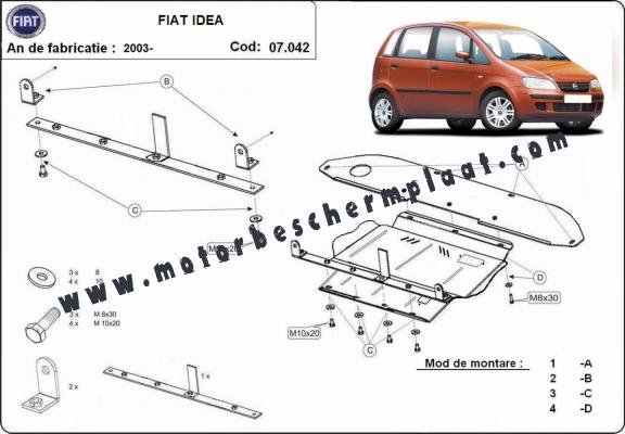 Versnellingsbak Beschermplaat voor Fiat Idea