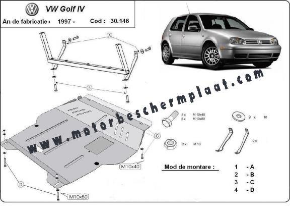 Motor, Versnellingsbak en Radiator Beschermplaat voor VW Golf  mk4