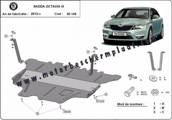 Motor en Versnellingsbak Beschermplaat voor Skoda Octavia 3 - handmatige versnellingen