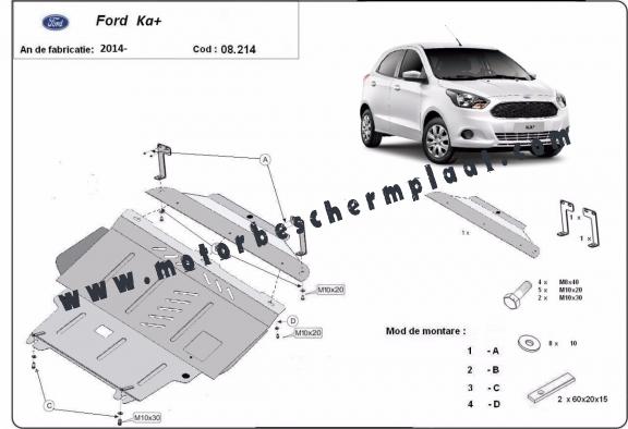 Motor, Versnellingsbak en Radiator Beschermplaat voor Ford KA+