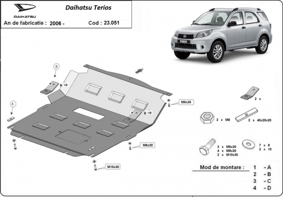 Motor en Radiator Beschermplaat voor Daihatsu Terios