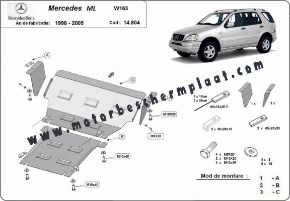 Motor en Radiator Beschermplaat voor Mercedes ML W163