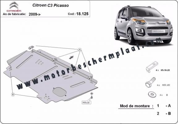 Motor en Versnellingsbak Beschermplaat voor Citroen C3 Picasso