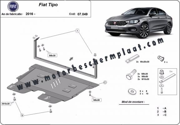 Motor, Versnellingsbak en Radiator Beschermplaat voor Fiat Tipo