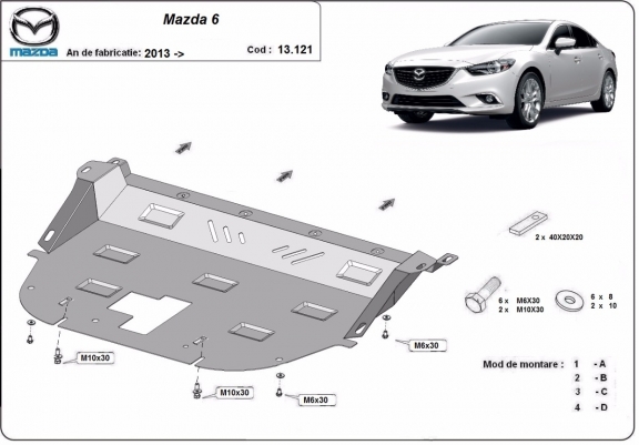 Motor, Versnellingsbak en Radiator Beschermplaat voor Mazda 6