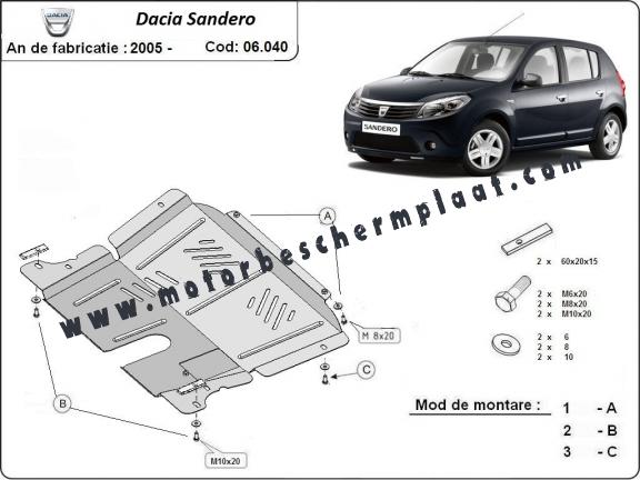 Motor en Versnellingsbak Beschermplaat voor Dacia Sandero