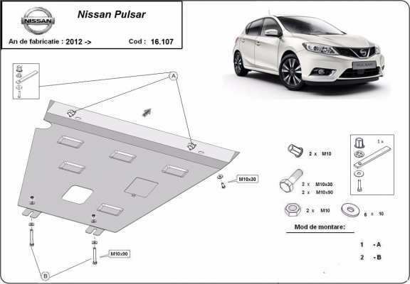 Motor en Versnellingsbak Beschermplaat voor Nissan Pulsar