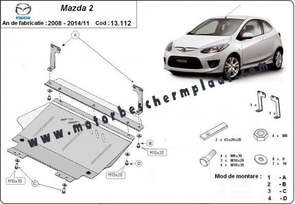 Motor, Versnellingsbak en Radiator Beschermplaat voor Mazda 2